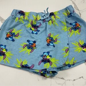 Disney Light Blue Stitch Print Skort with Lime & Navy Accents